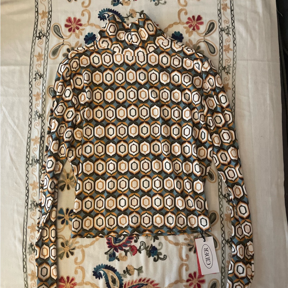Cider Floral Embroidered Top with Multicolor Accents